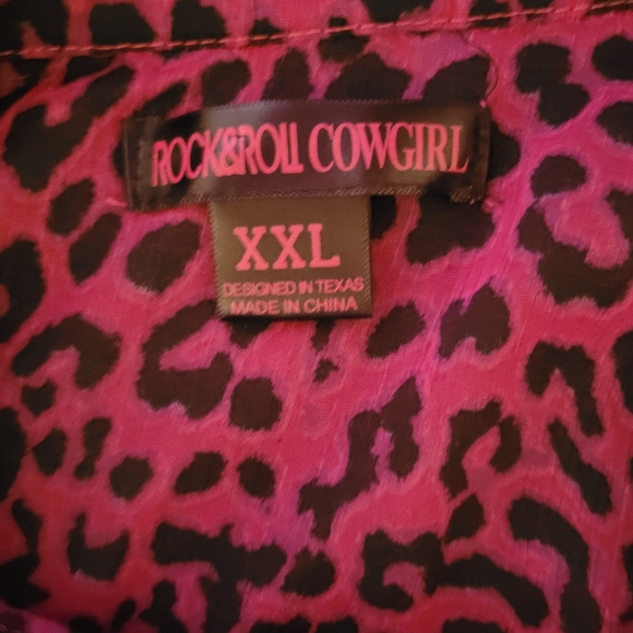 Rock & Roll Cowgirl Leopard Print Ruffle Top, VGUC, Size XXL - Picture 6 of 7